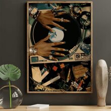 1pc Modern Frameless Vintage Canvas Wall Art Poster - Classic DJ Turntable Style - Abstract African Female Art Print, Suitable For Living Room, Bedroom, Office, Bathroom And Kitchen, Autumn/Winter Wall Decor Gifts Birthday Graduation
