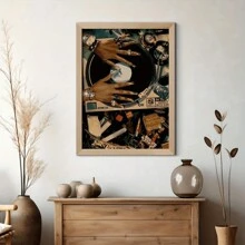 1pc Modern Frameless Vintage Canvas Wall Art Poster - Classic DJ Turntable Style - Abstract African Female Art Print, Suitable For Living Room, Bedroom, Office, Bathroom And Kitchen, Autumn/Winter Wall Decor Gifts Birthday Graduation