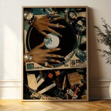 1pc Modern Frameless Vintage Canvas Wall Art Poster - Classic DJ Turntable Style - Abstract African Female Art Print, Suitable For Living Room, Bedroom, Office, Bathroom And Kitchen, Autumn/Winter Wall Decor Gifts Birthday Graduation