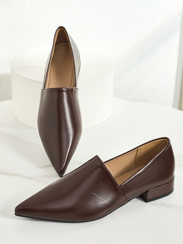 Herbst/Winter 2024 Neue Kaffee Damen Spitzschuh Loafer, vielseitig einfach & bequeme Slip-On Flats, Lässig Pendler Schuhe