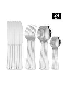 Juego de cubertería de acero inoxidable con estilo occidental para postre y carne, incluye cuchillos, tenedores y cucharas, para cocina, como regalo de Navidad (4/16/24 piezas)