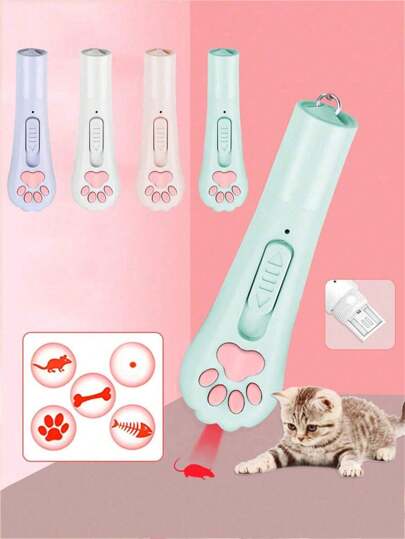 Cat Toy, Projector Rechargeable Pattern Light Interactive Toy, Cat Teasing Pen With Red Laser Pointer, Cat Paw ShapedAmusing Cat Stick Pet Toys Pet Supplies For Dogs