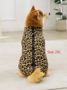 1pc Khaki New Leopard Print & Spotted Gourd Pattern Dog Coat With Back Zipper, Washable Pet Jacket Suitable For Large, Medium And Small Dogs, Home Or Outdoor Use - Khaki - View 14