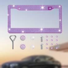 1 件 Bling Bling 塑料汽车牌照框，带手工水晶钻，多色、防锈、耐用，带配件可作为圣诞礼物 - 彩色 - 查看 14