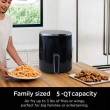 Freidora de aire sin aceite de 5 cuartos de galón, reduce el 80% del aceite, disfruta de comidas deliciosas y crujientes, adecuada para nuggets, pizza, bistec, etc., diseñada para familias de 2-3 personas, cocina rápida y saludable, fácil y rápida para hacer comidas deliciosas