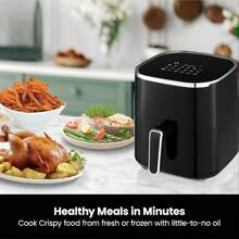 Freidora de aire sin aceite de 5 cuartos de galón, reduce el 80% del aceite, disfruta de comidas deliciosas y crujientes, adecuada para nuggets, pizza, bistec, etc., diseñada para familias de 2-3 personas, cocina rápida y saludable, fácil y rápida para hacer comidas deliciosas