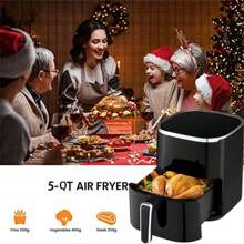 Freidora de aire sin aceite de 5 cuartos de galón, reduce el 80% del aceite, disfruta de comidas deliciosas y crujientes, adecuada para nuggets, pizza, bistec, etc., diseñada para familias de 2-3 personas, cocina rápida y saludable, fácil y rápida para hacer comidas deliciosas
