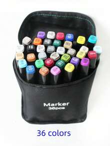 New 36-Color Dual-Tip Marker Pens Set, Suitable For Artists - Plastic, Dual Tips, Versatile Art Markers For Painting, Coloring, Sketching And Journaling, Christmas & Halloween Gift - 36 New Markers (36 Random Colors) - View 1