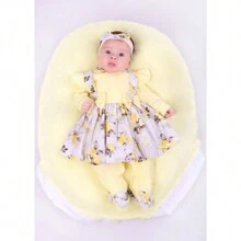 MATERNITY OUTFIT FOR BABY GIRLS - DRESS OVERALLS WITH FLORAL PRINT - YELLOW - 黃色 - 查看 1