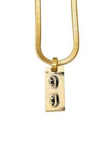 1 件定制眼睛图案情侣项链，不锈钢吊坠标签