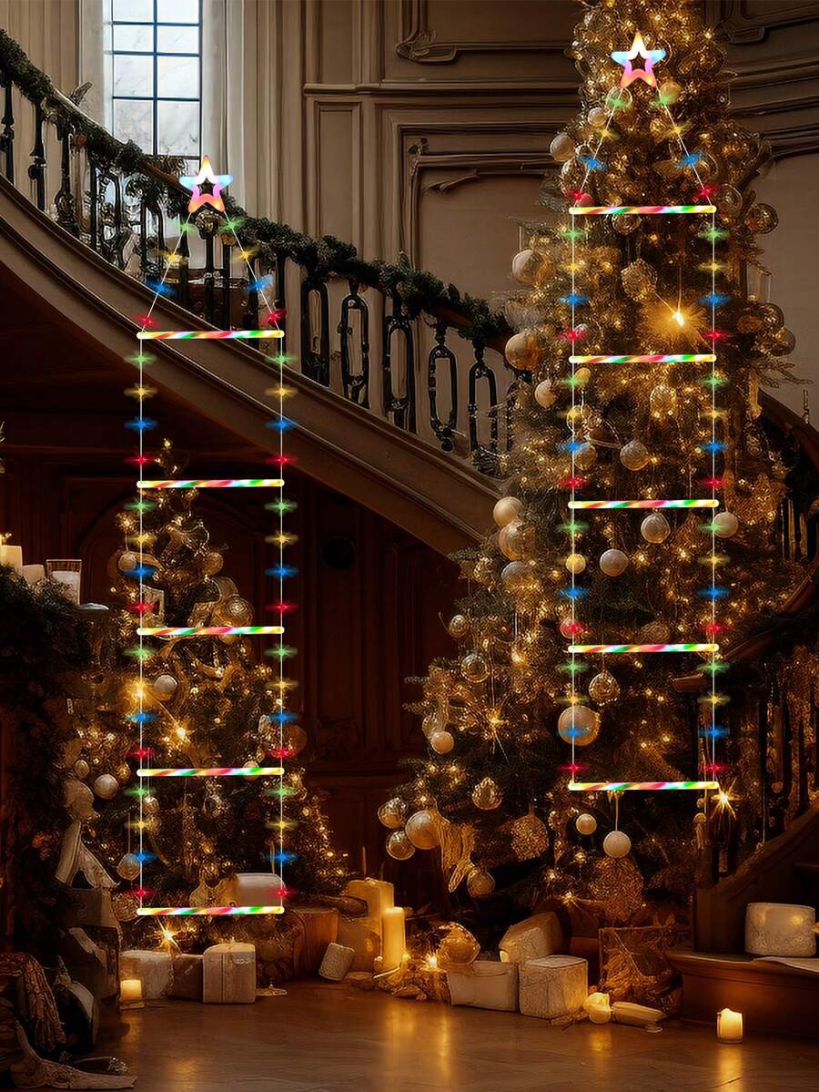 1 dây đèn LED hình ngôi sao 96 bóng 1,55m dùng để trang trí Giáng sinh, cầu thang, trang trí phòng, cây thông Noel, trang trí phòng, trang trí Giáng sinh, đèn Giáng sinh, trang trí phòng ngủ, trang trí nhà, trang trí tiệc, lễ hội ngày lễ, quà tặng Giáng sinh, lễ tạ ơn, trang trí cây thông Noel - màu sắc - Xem 1
