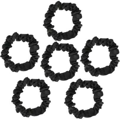 6PCS Satin Scrunchie Black Hair Scrunchie Ponytail Crease-Free Mini Satin Scrunchie Hair Accessory Scrunchies Hair Ties Scrunchy Hair Ties, Casual Makeup Home Gym Woman Accessories Head Accessories Elastic Band