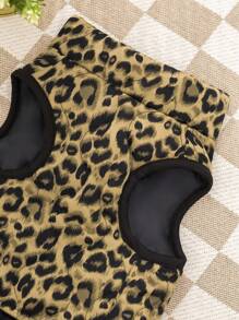 1pc Khaki New Leopard Print & Spotted Gourd Pattern Dog Coat With Back Zipper, Washable Pet Jacket Suitable For Large, Medium And Small Dogs, Home Or Outdoor Use - Khaki - View 10