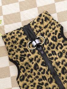 1pc Khaki New Leopard Print & Spotted Gourd Pattern Dog Coat With Back Zipper, Washable Pet Jacket Suitable For Large, Medium And Small Dogs, Home Or Outdoor Use - Khaki - View 9