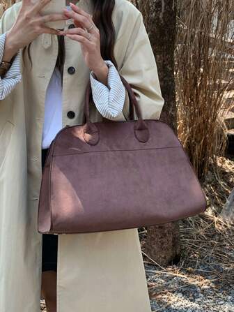 Unique Women's Top Handle Bag,Large Capacity Commuter Vintage Suede Tote Bag, Autumn/Winter New Design