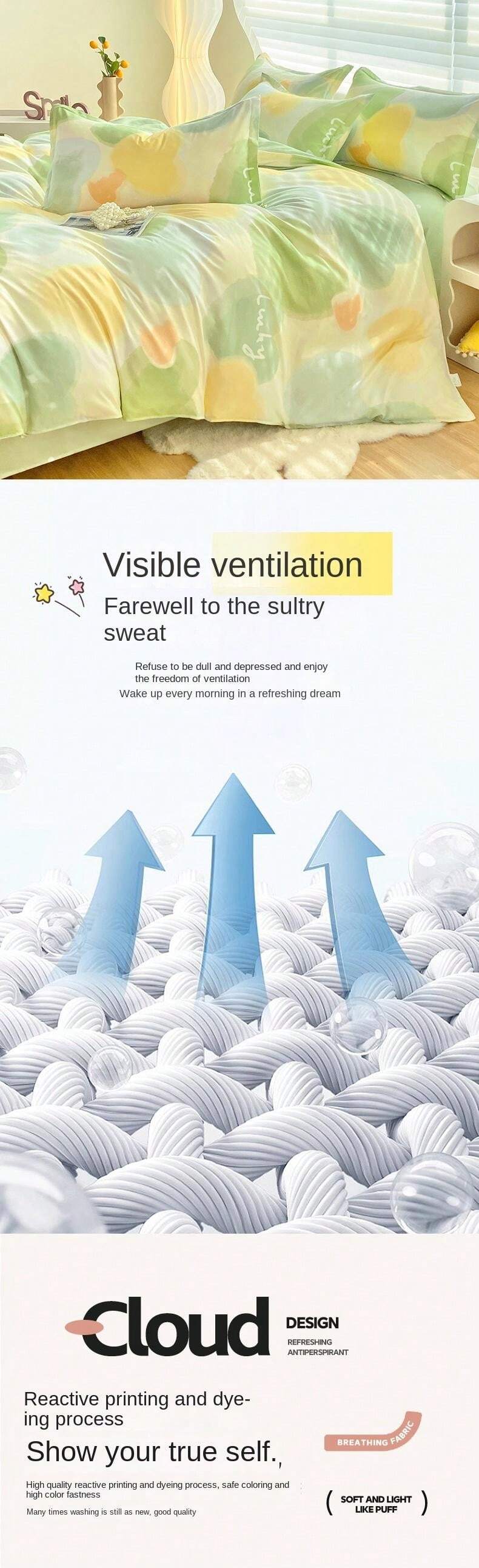 3pcs Kids/Baby Crib/Dorm Bedding Set, Includes 1pc Duvet Cover + 2pcs