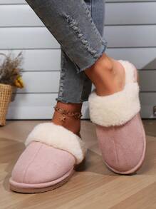 Women's Fuzzy Memory Foam Slippers Fluffy Winter House Shoes Indoor Outdoor - 粉色 - 查看 4
