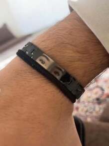 1 件个性化雕刻眼睛设计不锈钢手链，定制激光雕刻 DIY 情侣珠宝礼物