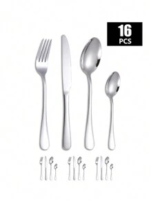 Juego de cubertería de acero inoxidable con estilo occidental para postre y carne, incluye cuchillos, tenedores y cucharas, para cocina, como regalo de Navidad (4/16/24 piezas)