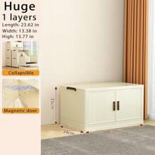 Caixa organizadora dobrável para armário, sala de estar, baú de brinquedos, armário de cozinha, armário para lanches, armário de banheiro, armário de armazenamento simples e luxuoso de plástico com várias camadas - tipo gaveta espaçosa, organizador de brinquedos e artigos diversos para L