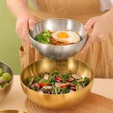 1 pièce/3 pièces Bol à salade en acier inoxydable doré, bol de mélange de cuisine multifonction. Ensemble de casserole de cuisson profonde, casserole pour battre les œufs, plateau pour battre la crème. Cadeau de Noël, fournitures scolaires