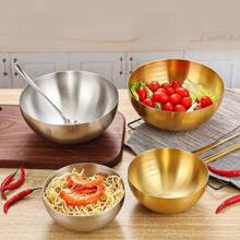 1 pièce/3 pièces Bol à salade en acier inoxydable doré, bol de mélange de cuisine multifonction. Ensemble de casserole de cuisson profonde, casserole pour battre les œufs, plateau pour battre la crème. Cadeau de Noël, fournitures scolaires