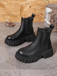 Vestido rojo para otoño/invierno 2025, botas negras de plataforma alta y delgadas de moda para mujer, adecuadas para todas las estaciones - Negro - Ver 4