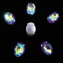 椭圆形、银色、金色金属爪基、彩虹色、果冻糖 AB、蛋白石色花式椭圆闪亮手工缝纫水晶玻璃手工缝制水钻装饰珠平背有孔宝石 DIY 配件缝制石头水钻用于装饰衣服、连衣裙、包、鞋子、胸针、耳环、手工艺品 DIY。 - 七彩 多色 - 查看 89
