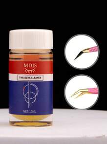 1pc Eyelash Extension Tool Tweezers Cleaning Liquid 15ml, Tweezers Cleaning Sponge Ball, Friction Enhancer Liquid, Adhesive Remover, Suitable For Eyelash Extension Tools - Navy Blue - View 3