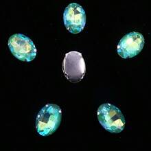 椭圆形、银色、金色金属爪基、彩虹色、果冻糖 AB、蛋白石色花式椭圆闪亮手工缝纫水晶玻璃手工缝制水钻装饰珠平背有孔宝石 DIY 配件缝制石头水钻用于装饰衣服、连衣裙、包、鞋子、胸针、耳环、手工艺品 DIY。 - 七彩 多色 - 查看 74