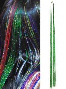 1 Piece Of Shiny Glitter Hair Extensions For Women Hippie Weave Headdress Hair Weaving Tool Length 100 Cm - Multicolor - View 11
