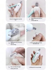 1pc Pet Nail Clipper Adjustable Round Hole Blade Design & Convenient Grooming Tool For Cats Equipped With A File And Splash Guard - Multicolor - View 7