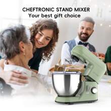 CHEFTRONIC 1入組4L傾卸頭電動家用攪拌機-1300W 6+P速度，多功能廚房立式攪拌機，配有揉麵鉤、打蛋器、食品攪拌器和奶油攪拌器 - 英規插(220-240V) - 查看 6