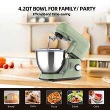 CHEFTRONIC 1入組4L傾卸頭電動家用攪拌機-1300W 6+P速度，多功能廚房立式攪拌機，配有揉麵鉤、打蛋器、食品攪拌器和奶油攪拌器 - 英規插(220-240V) - 查看 4