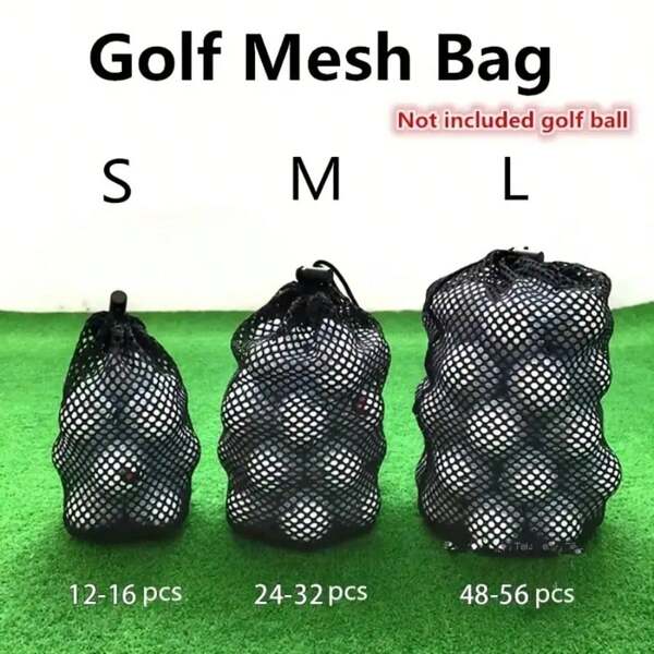 Borsa da golf per immagazzinaggio che può contenere 12/25/50 palline, contenitore per palline da golf, borsa in nylon e rete con laccetto per golf, forniture per immagazzinaggio di golf
