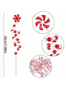 10 đồ trang trí cây thông Noel, đồ trang trí hình que kẹo xoăn, cành cây màu đỏ và trắng để trang trí ngày lễ, vòng hoa, bình hoa và đồ thủ công - đồ trang trí bằng nhựa đa năng, không cần nguồn điện, thích hợp cho nhiều lễ hội - Đỏ và trắng - Xem 7
