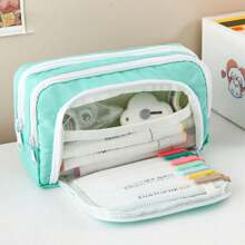 1 pièce Trousse à crayons de grande capacité avec design portable, idéal pour le bureau et l'école. Polyvalente en tant que sac de maquillage, convient pour le bureau, l'école, les jeunes, les filles, les garçons, les hommes, les femmes, les adultes, trousse à crayons, sac d'école