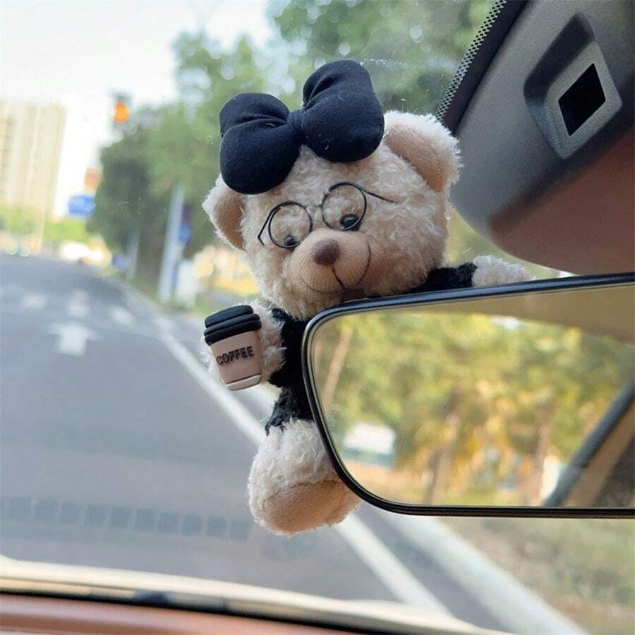 1pc Cute Cartoon Plush Ornament For Car Center Console Screen Decoration - Multicolor - View 1