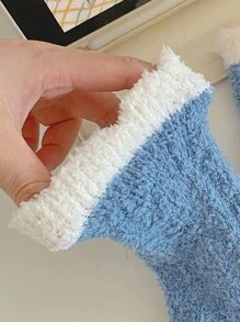 5 đôi tất cổ cao bằng vải nỉ san hô phối màu thoải mái và ấm áp cho nữ khi ngủ và đi chơi, mùa thu/đông - Nhiều màu - Xem 4