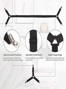 4/12pcs Adjustable Bed Sheet Fastener Clips - Keeps Bed Sheets In Place, Prevents Sheet Slippage