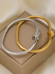 High Quality Fashionable Vintage Stainless Steel Heart Nail Cuff Bracelet For Women, Suitable For Daily Wear