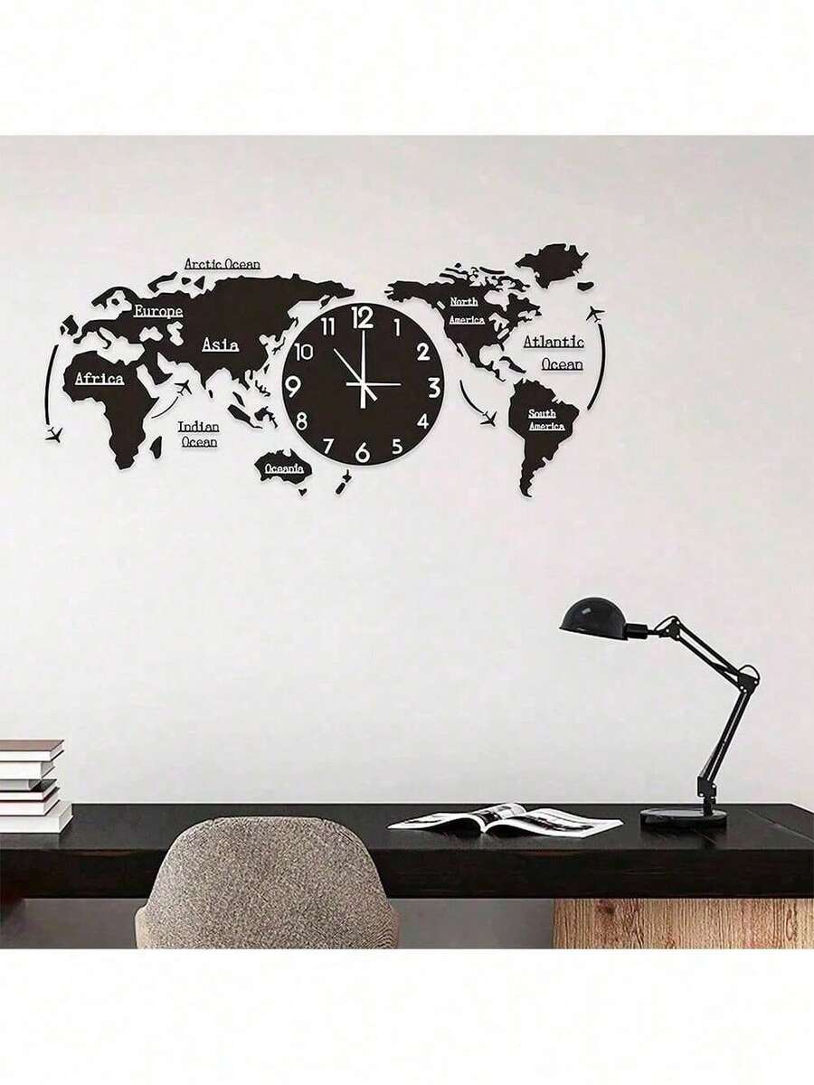 World Map Wall Clock Modern Decorative Wall Clocks For Living Room