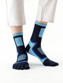 Professional Sports Men's Mid-Calf Breathable Five Toe Socks For Running, Fitness, Marathon, Hiking - Blue - View 2