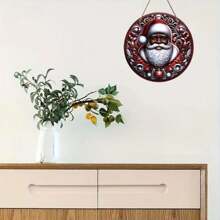 8x8 英寸复古非裔美国人圣诞老人和圣诞奶奶 2D 木质花环装饰牌 - 圆形前门装饰，手工制作墙饰，适合圣诞节和节日庆祝活动 - 多色2 - 查看 6