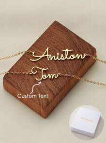 经典个性化名字英文字母数字手写字体吊坠项链，优雅的不锈钢首饰，适合日常和特殊场合，是送给女士、女孩、情侣和家庭的完美礼物