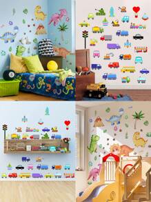 Pegatina de pared con estampado de coche para niños, pegatinas, vinilos decorativos para la decoración del hogar, artículos de decoración de primavera para renovar tu hogar, pegatinas de decoración de ramas - Multicolor - Ver 2