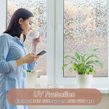 1 pieza Película de privacidad para ventana, Película de ventana de vidrio teñido arcoíris, Película decorativa con efecto de vidrio esmerilado, removible y sin adhesivo, Decoración estática para el hogar y la oficina, Bloquea los rayos UV