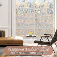 1 pieza Película de privacidad para ventana, Película de ventana de vidrio teñido arcoíris, Película decorativa con efecto de vidrio esmerilado, removible y sin adhesivo, Decoración estática para el hogar y la oficina, Bloquea los rayos UV