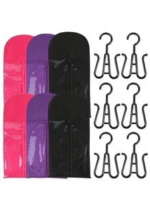 3/6 件套接发架假发收纳袋可容纳多个假发架假发袋带衣架接发收纳袋假发衣架可容纳多个假发接发、假发及配件