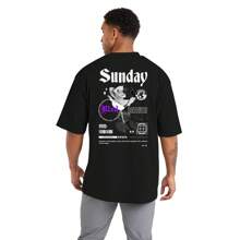 Men's Oversized Streetwear T-Shirt For Gym And Sports Activities Flower - màu đen - Xem 1